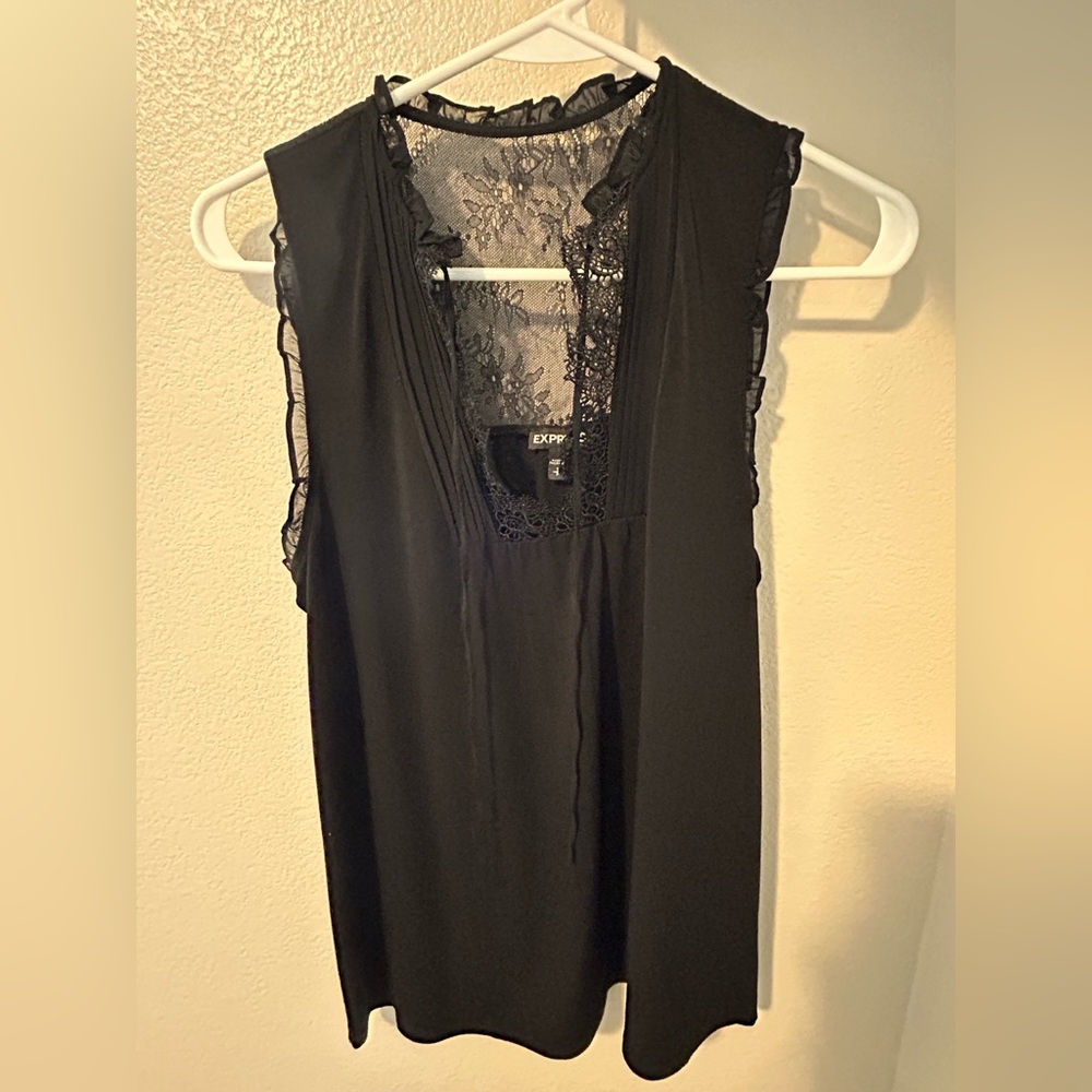Express Black Lace Detail Blouse